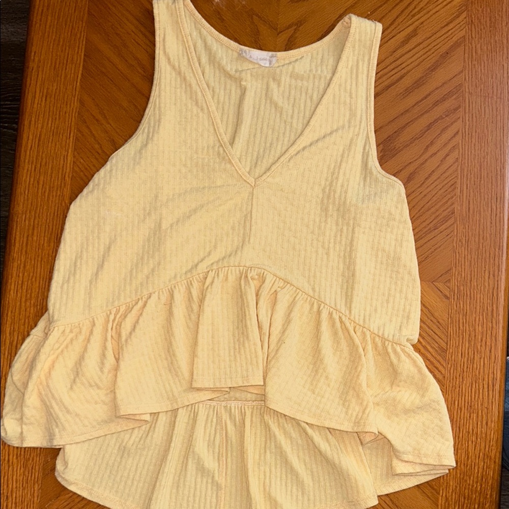 Altar'd State Light Yellow Ruffle Tank Top